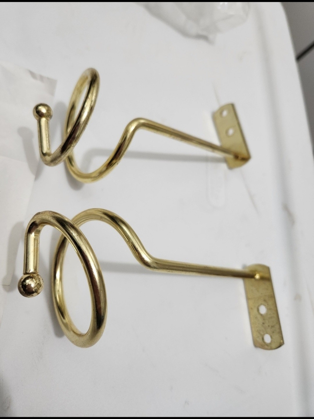 Brass Spiral Curtain Holdback Hooks - Gold